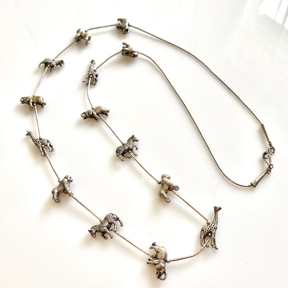 VINTAGE FETISH NECKLACE - SEA MAMMALS, BIRDS, FISH - STERLING